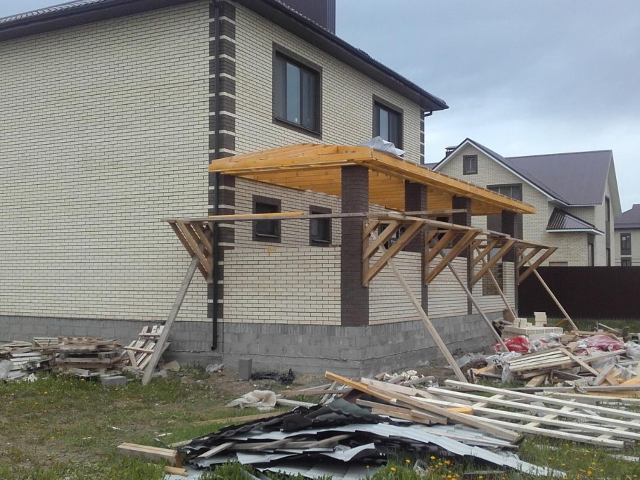 Пристройка гаража к дому