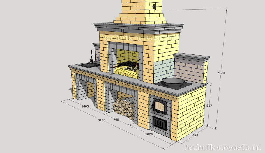 Мангал с казаном из металла