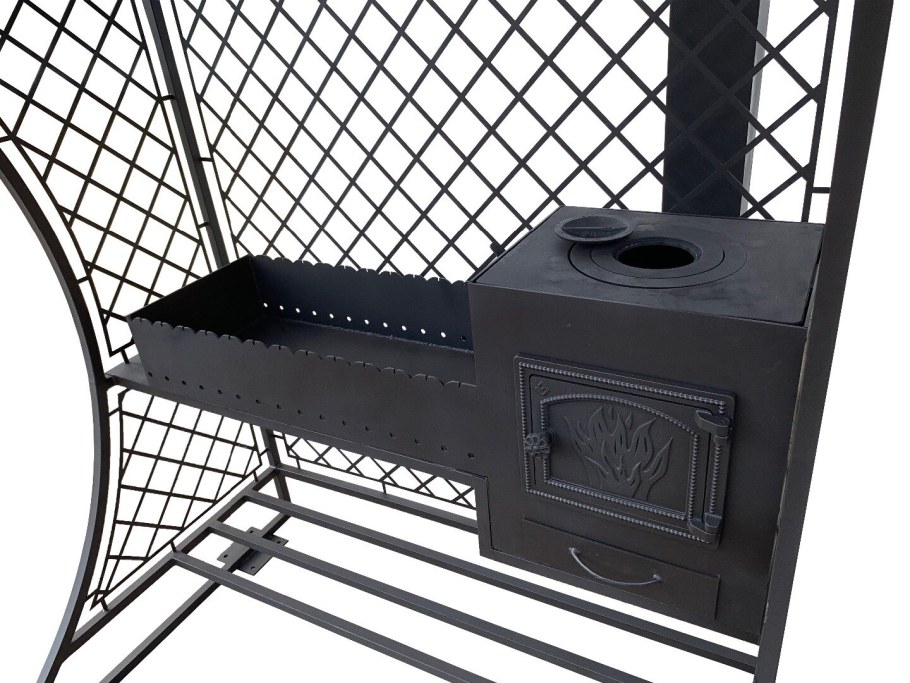 Печь-мангал "3в1" с печью под казан 12л крафт гриль