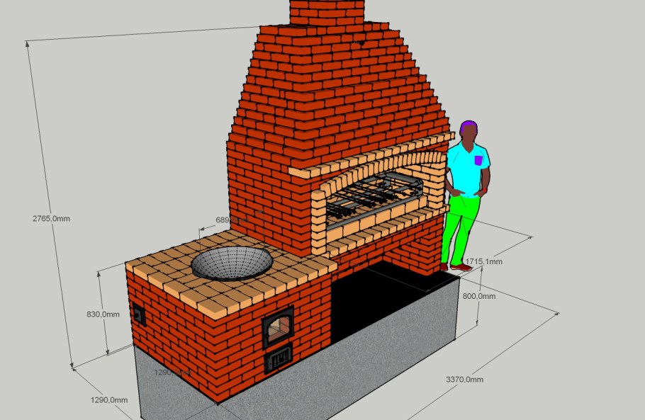 Проект мангала с печкой под казан из кирпича чертежи