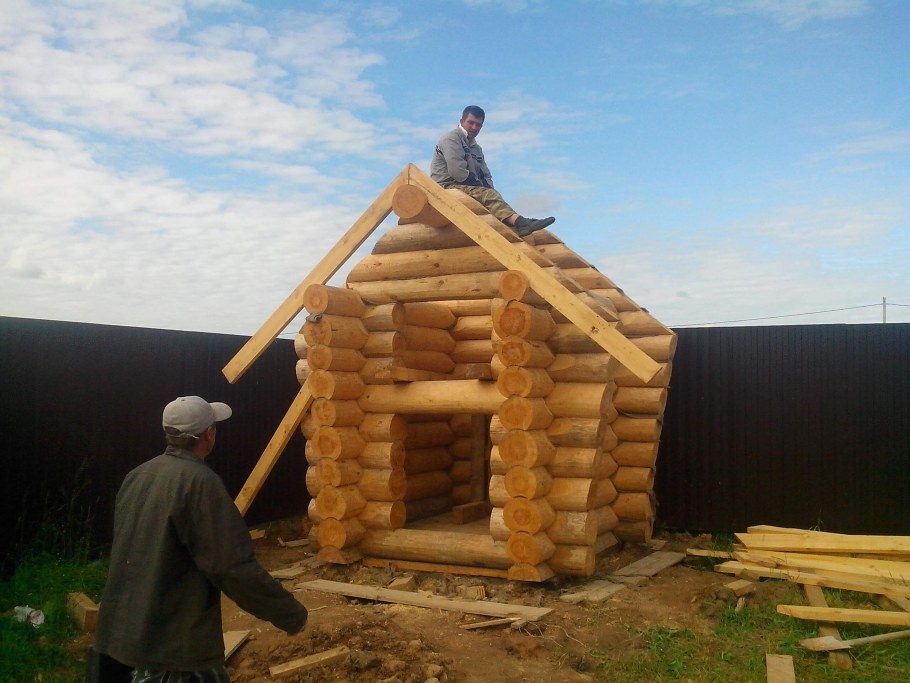 Уличный туалет из бревна