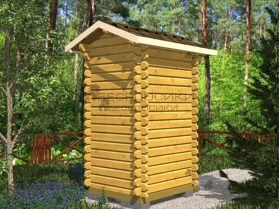 Каркас туалета из бревна