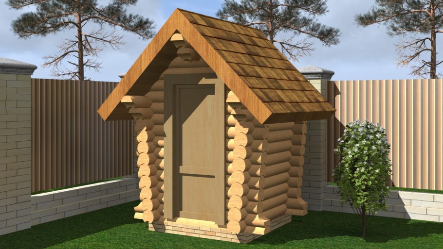 Туалет из бревна для дачи