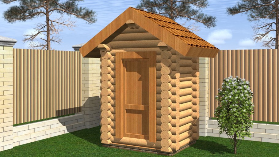 Туалет из бревна