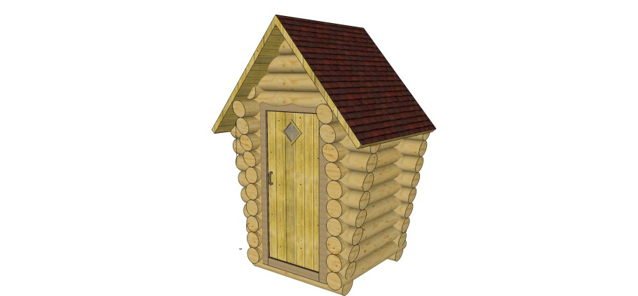 Туалет из оцилиндрованного бревна