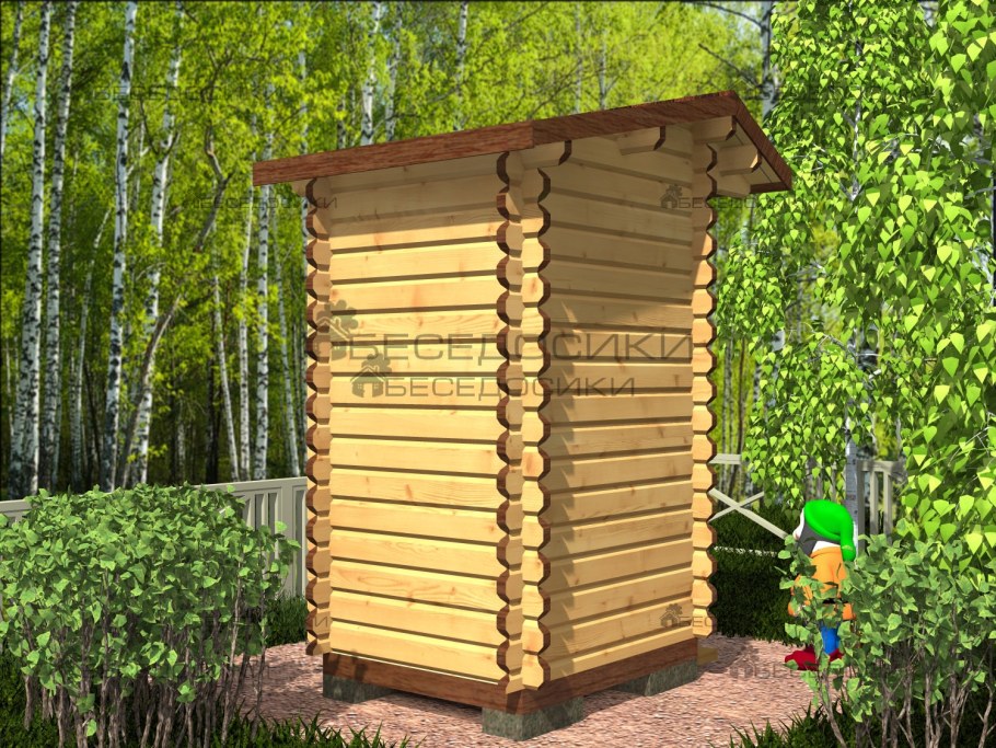 Туалет из бревна для дачи