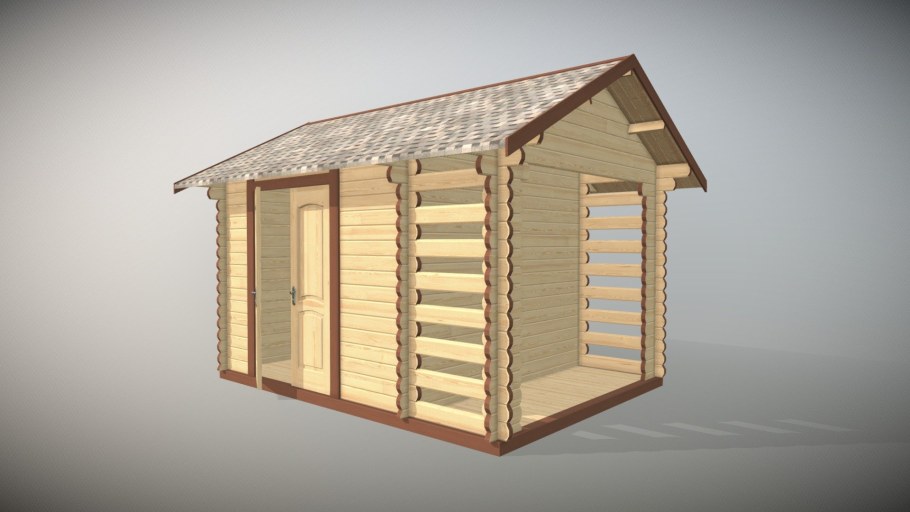 Туалет в бане из бревна