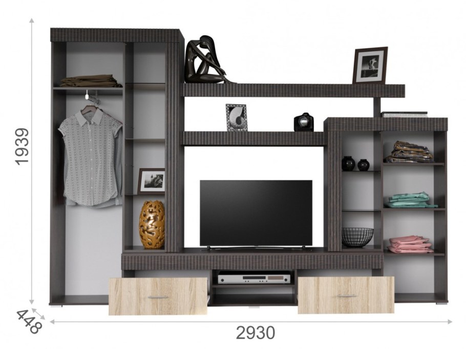 Стенка Марк тик/дуб сонома