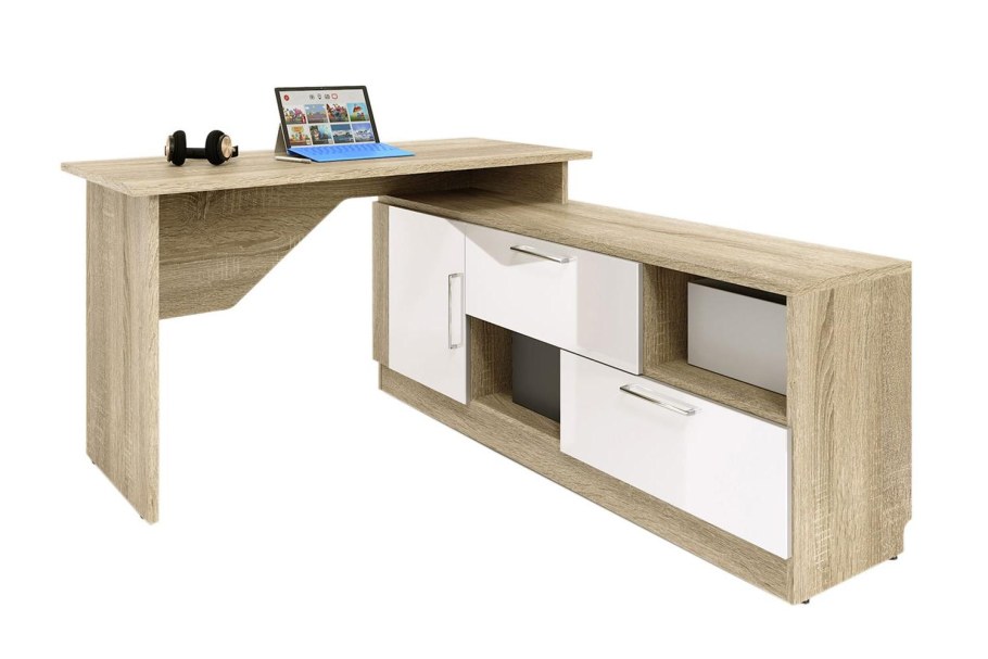 Стол письменный 180 дуб сонома-белый