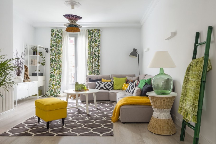 Мятный и желтый в интерьере