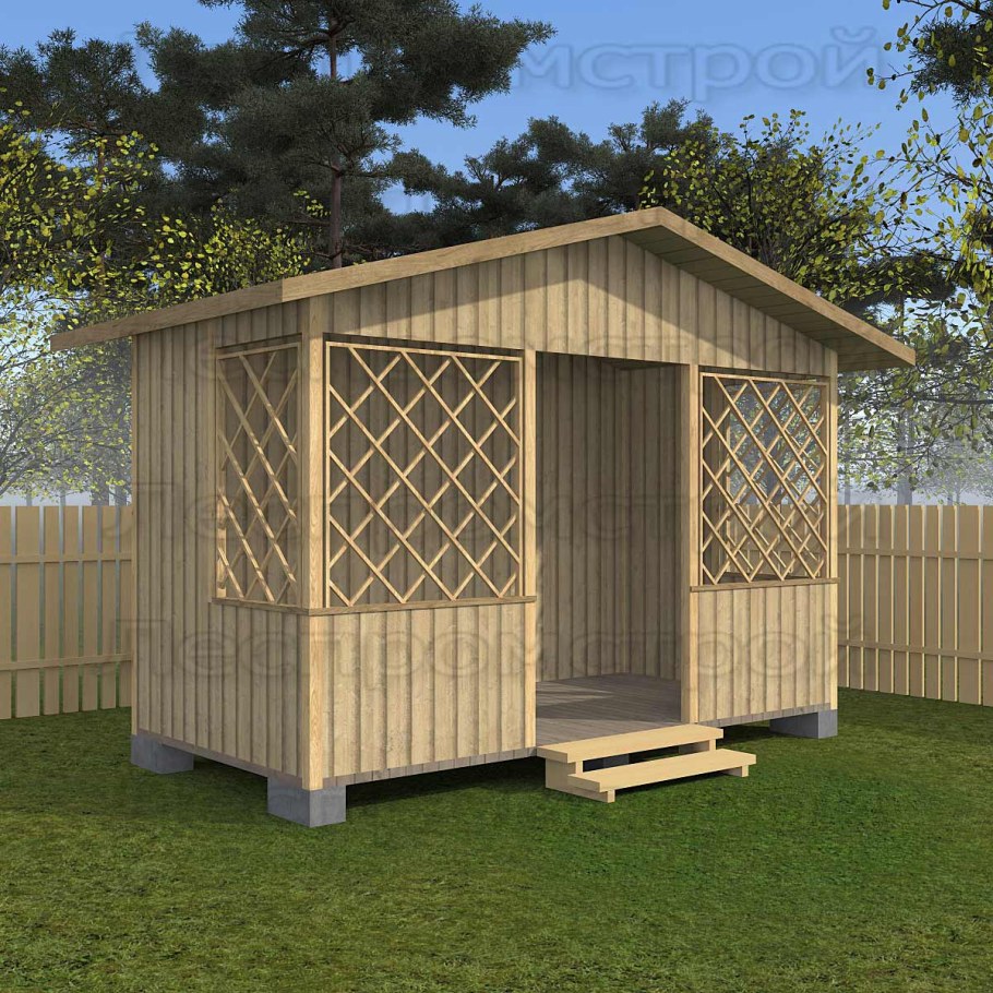 Беседка 6 на 4 односкатная
