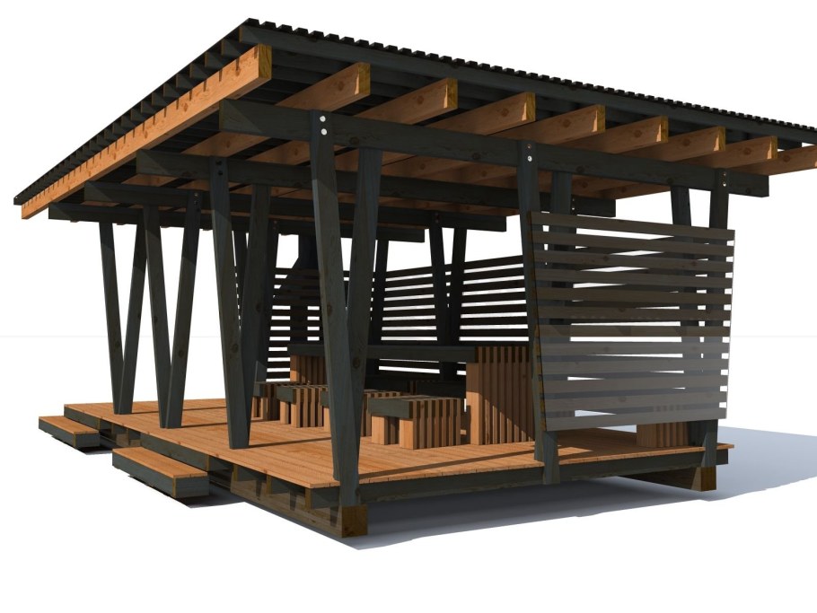 Садовая односкатная беседка 3на5