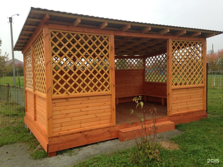 Беседка из вагонки односкатная