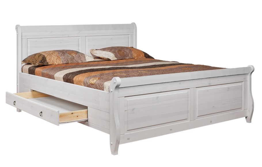 Кровать Мальта -м с ящиком 180х200 белый воск/Колониал