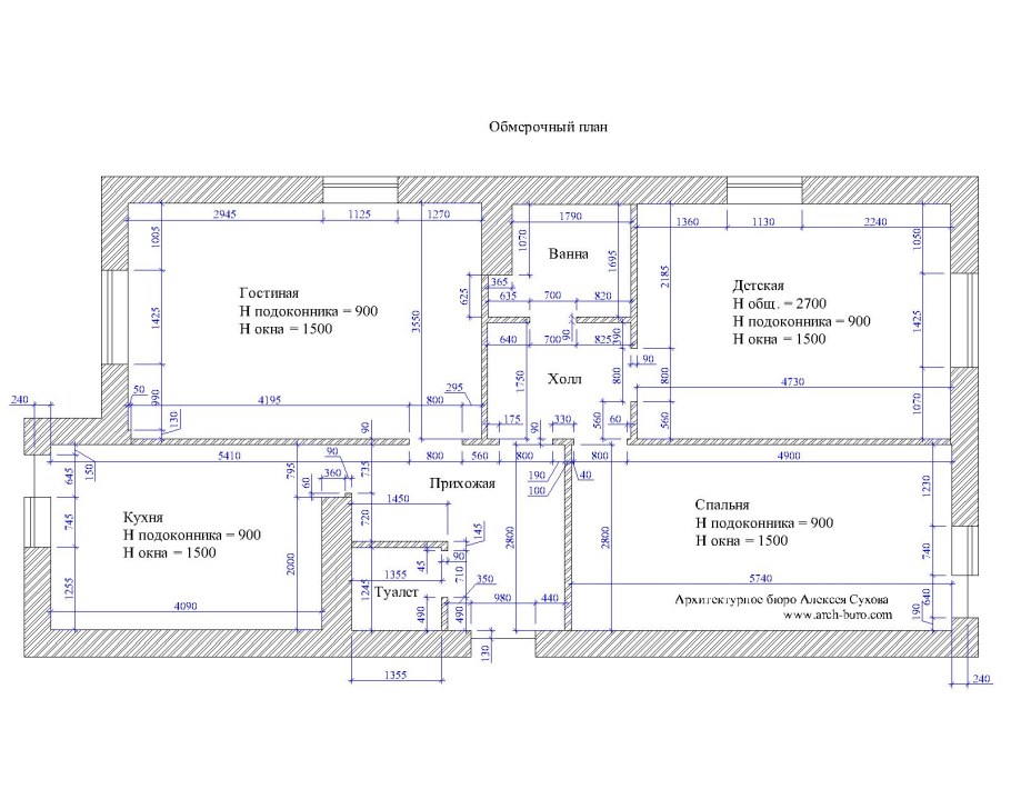 Обмерный план квартиры Автокад