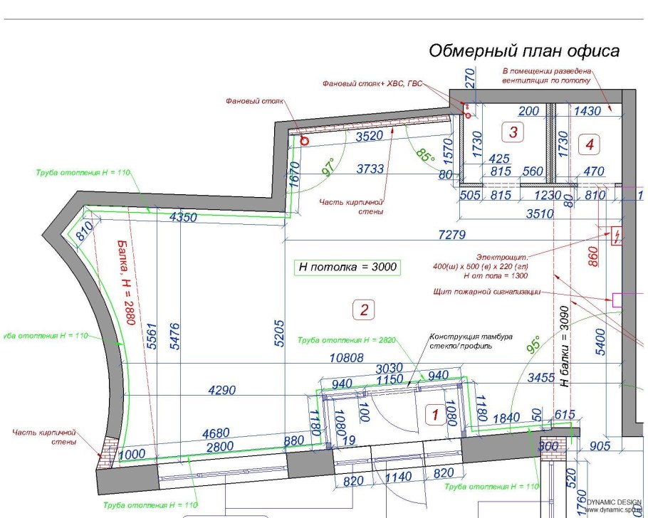 Обмерный план ресторана чертеж