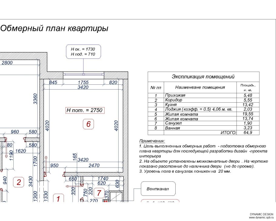 Обмерный план объекта культурного наследия