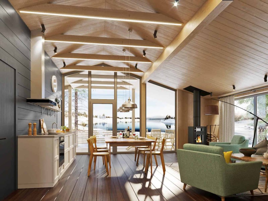 Каркасный дом интерьер внутри