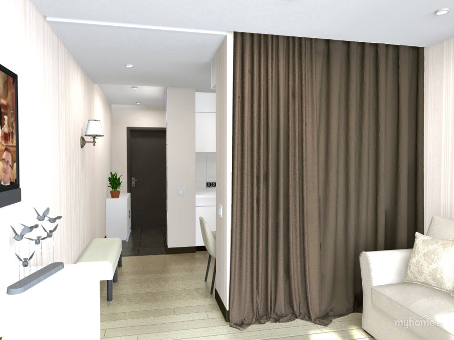 Зонирование шторами