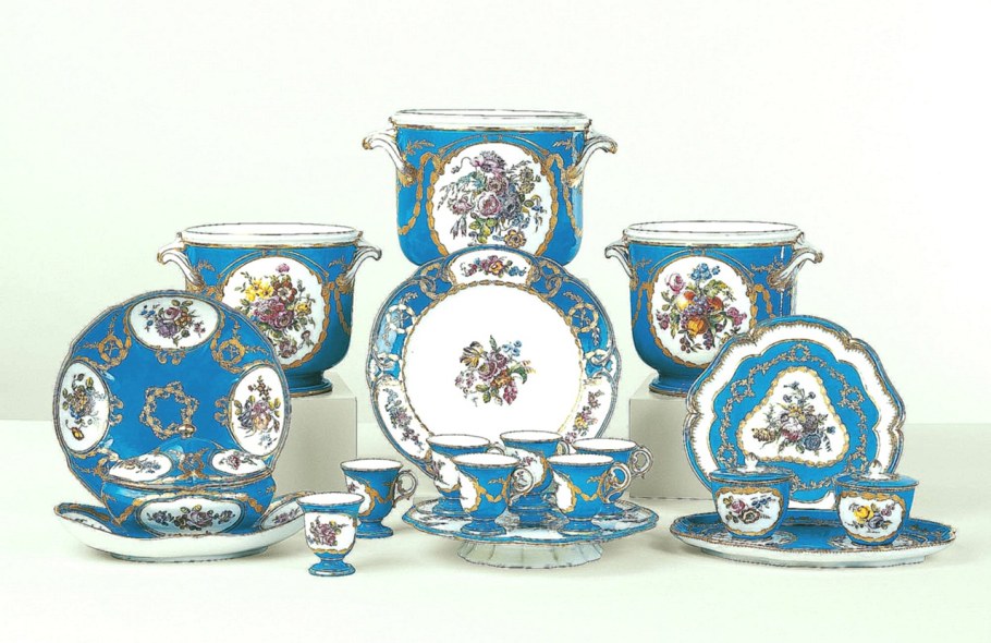 Чайный сервиз 12 персон кобальт Золотая роза Леандер