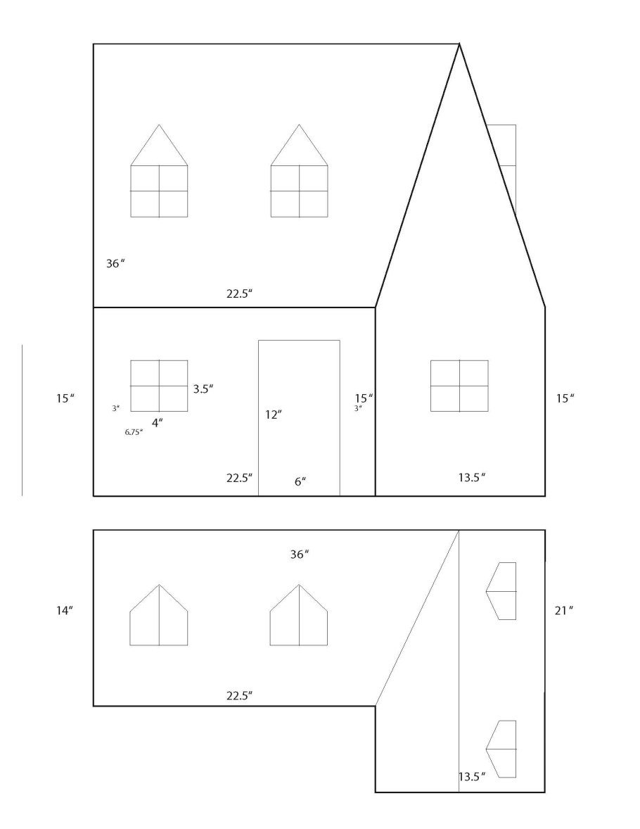 Новогодний домик поделка из картона схема с размерами