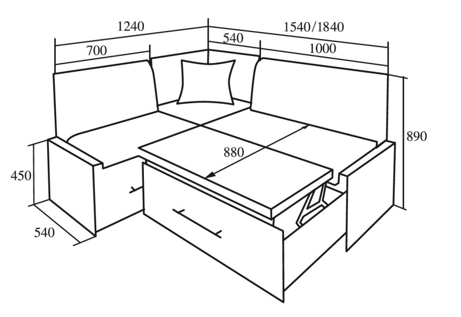 Угловой диван Логан чертеж