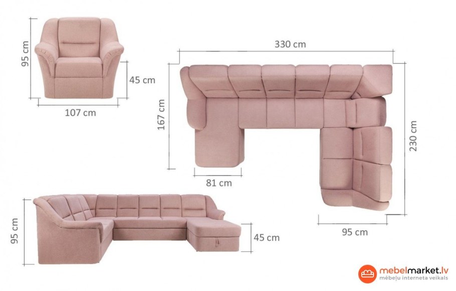 Угловой диван типоразмеры