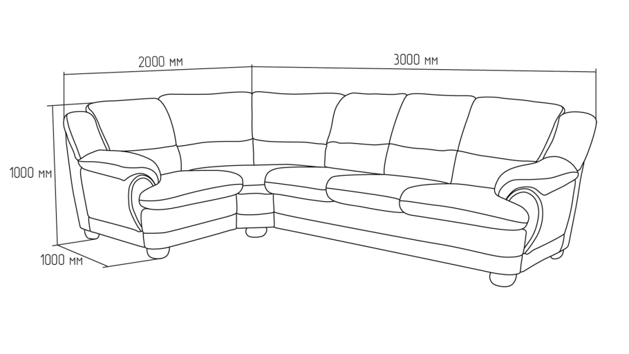 Угловой диван чертеж