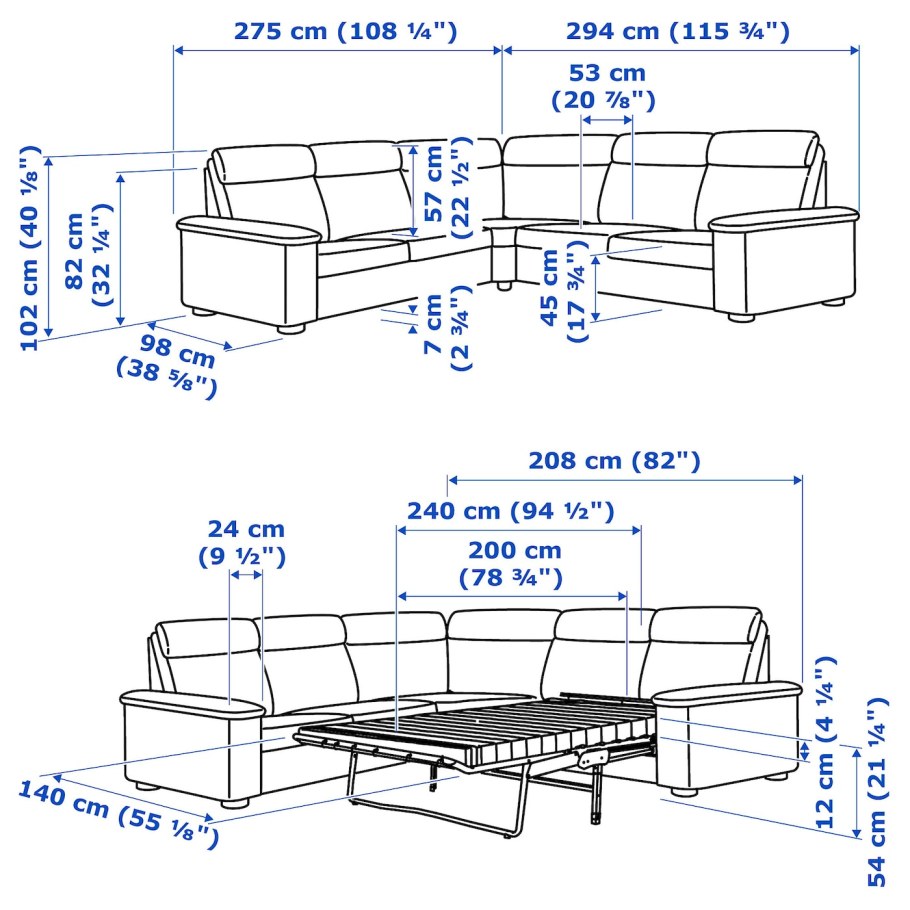 Угловой диван Размеры