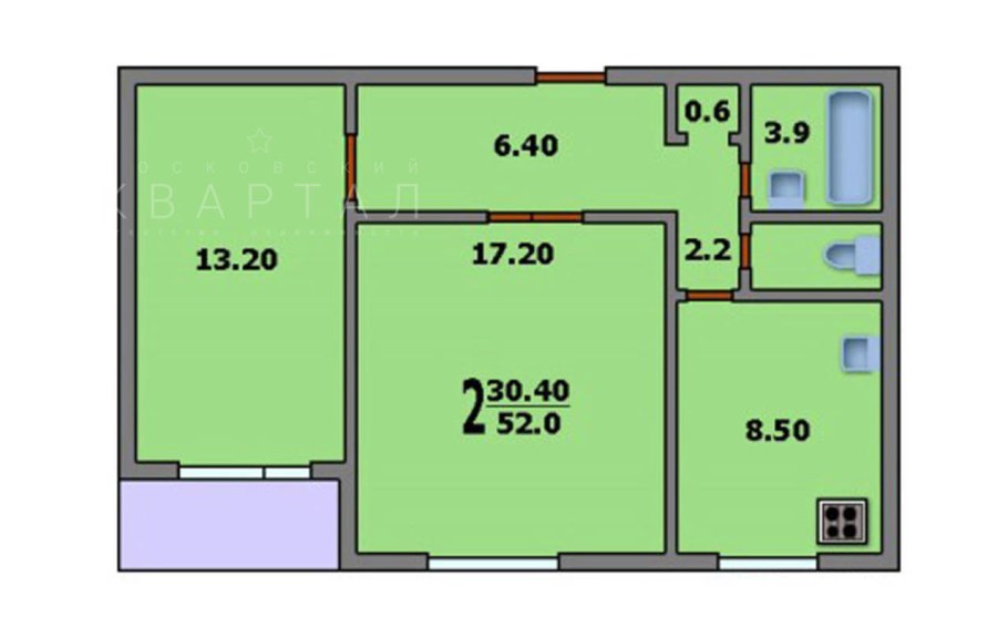 П-30 планировка 2-х комнатная
