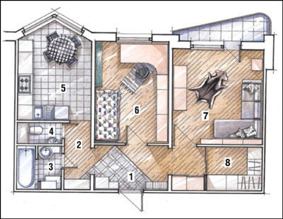 Планировка п3м двухкомнатная