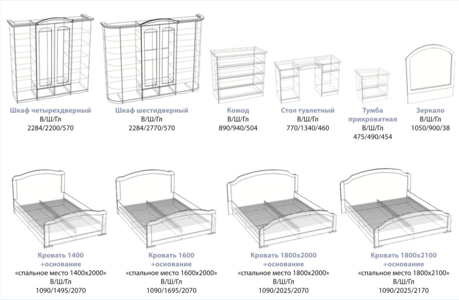 Схема сборки спального гарнитура Палермо 6ст