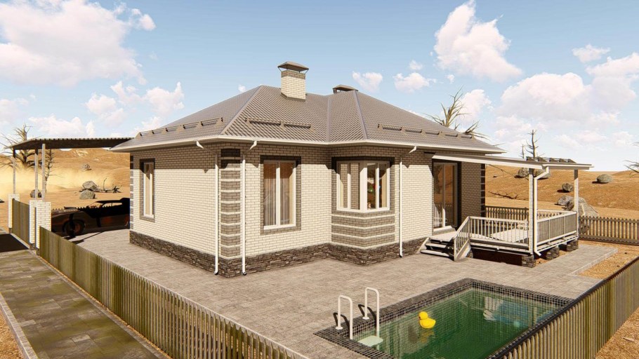 Одноэтажный дом 110 кв м с террасой