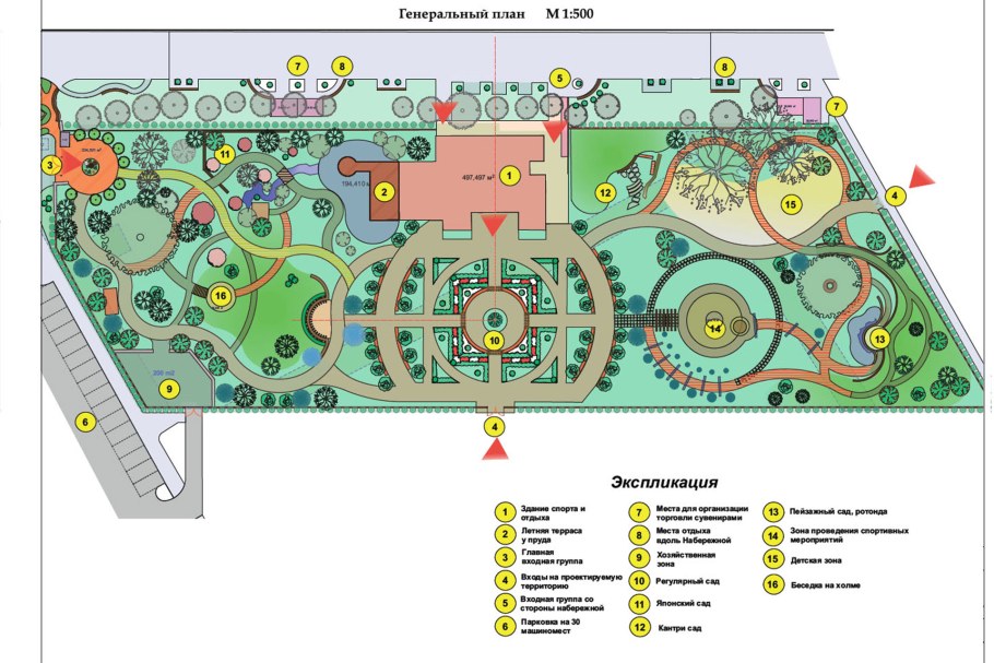 Генплан парка отдыха с экспликацией