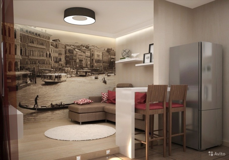 Акцентная стена возле стола на кухне