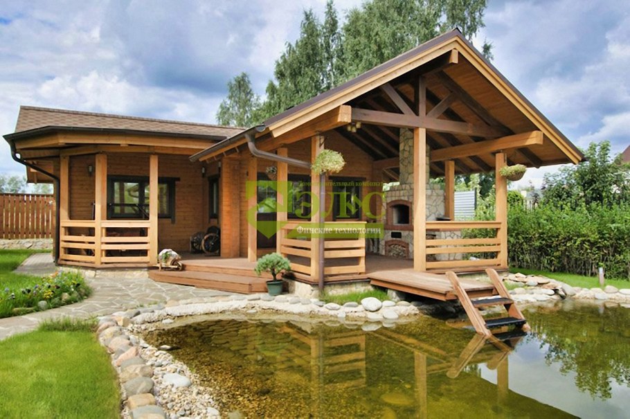 Беседка с летней кухней с баней
