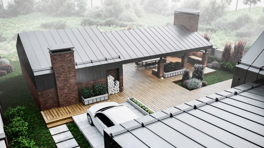 Беседка закрытая с мангальной зоной сбоку