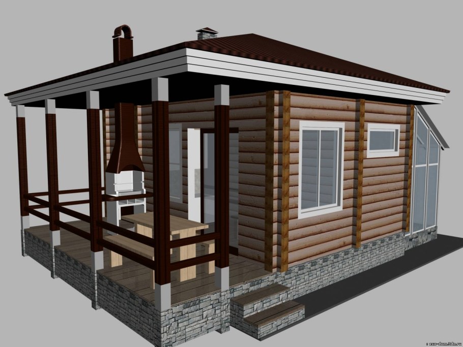 Угловая баня с мангальной зоной проекты