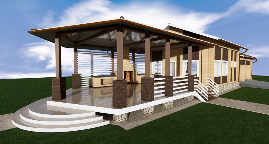 Баня с верандой и барбекю проекты 6х3