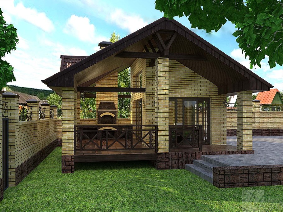 Веранда между домом и баней