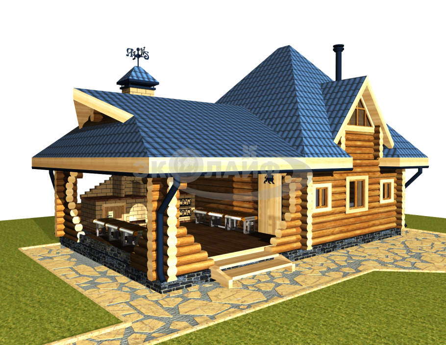 Баня с верандой под одной крышей 6на5