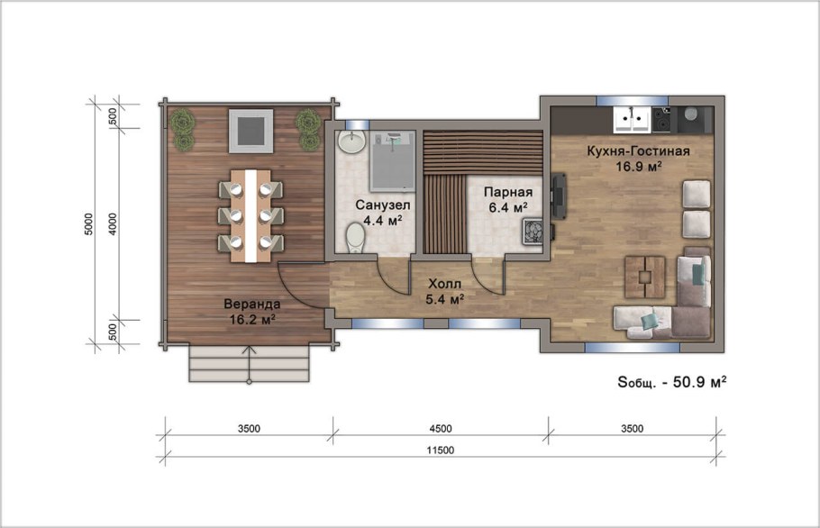 Одноэтажная баня Хлоя