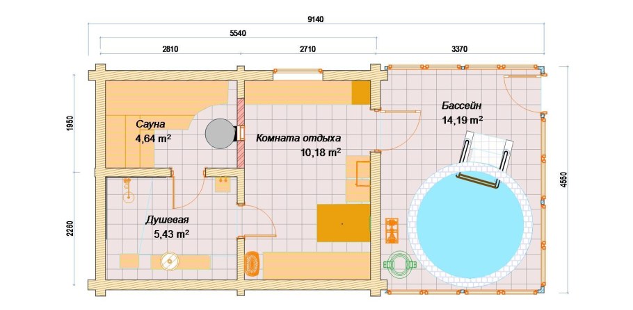 Баня 5на4 планировка с бассейном