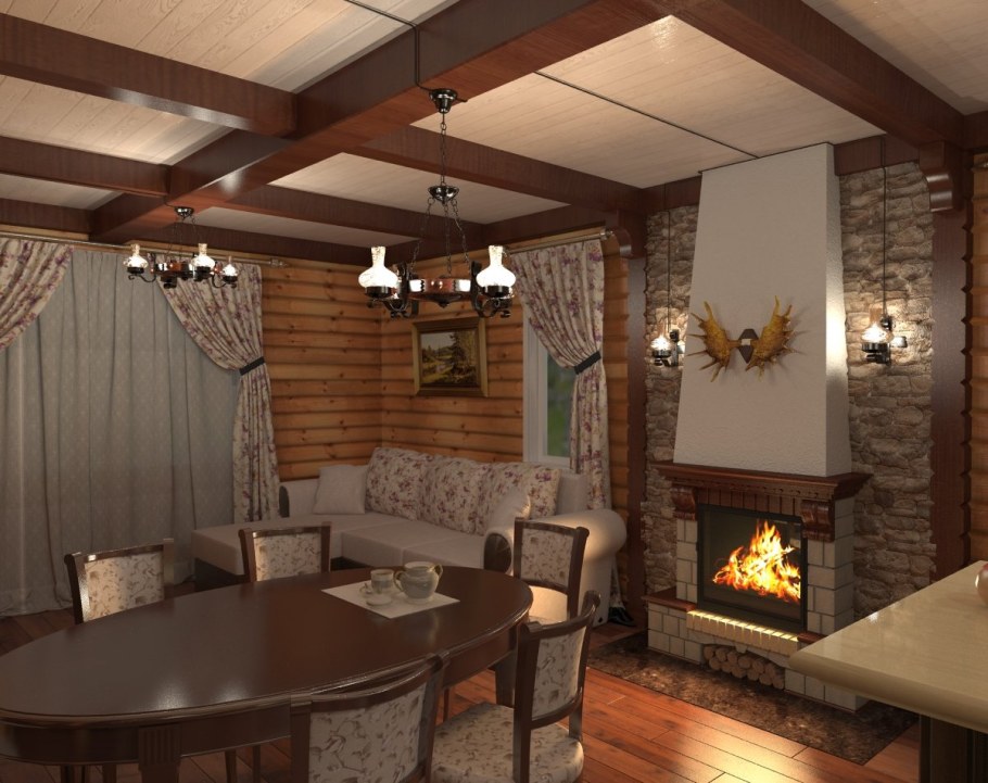 Кухня в стиле охотничьего домика