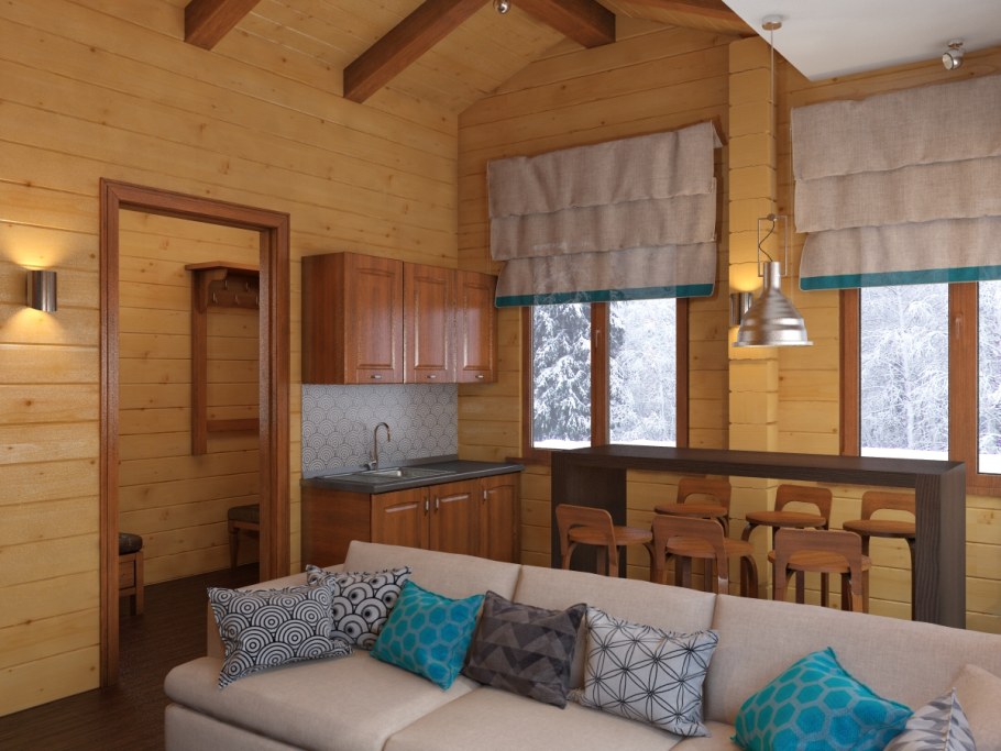 Баня с кухней гостиной