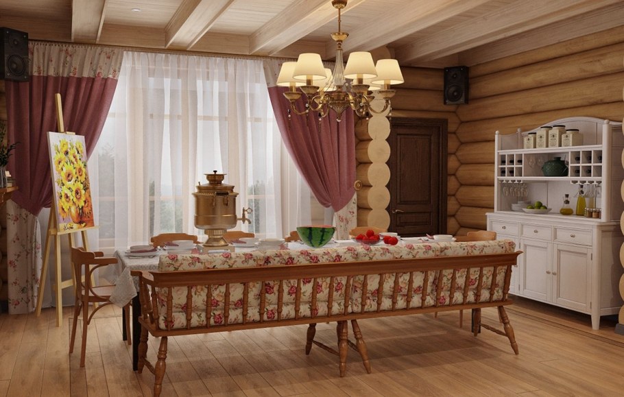 Интерьер 19 века в псевдорусском стиле