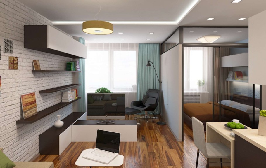 Дизайнерский проект однокомнатной квартиры