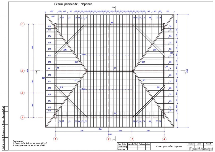 Вальмовая кровля стропильная система чертежи