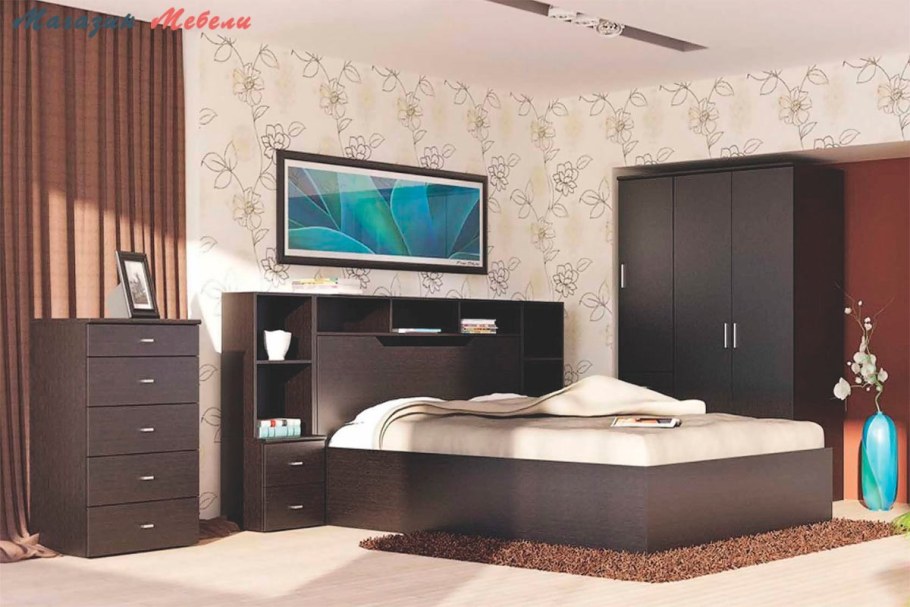 Спальный модульный гарнитур Ода дуб феррара