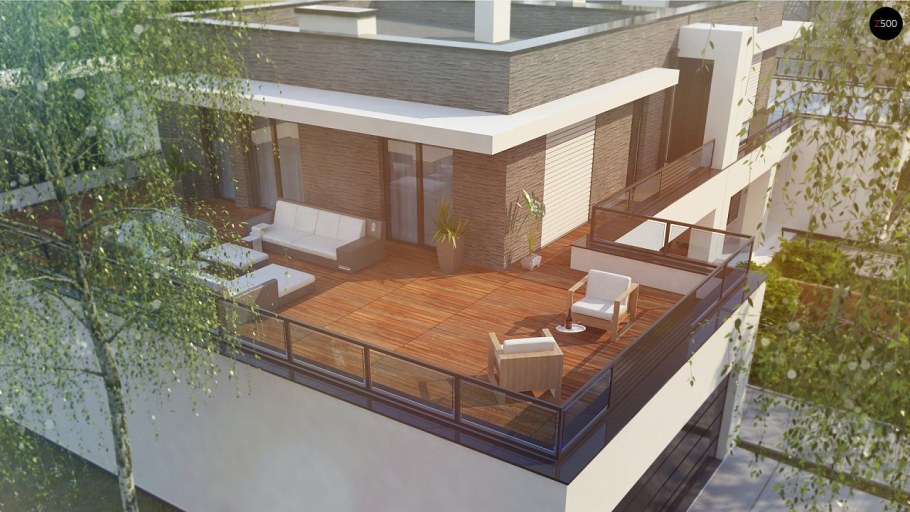 Дом с террасой на втором этаже